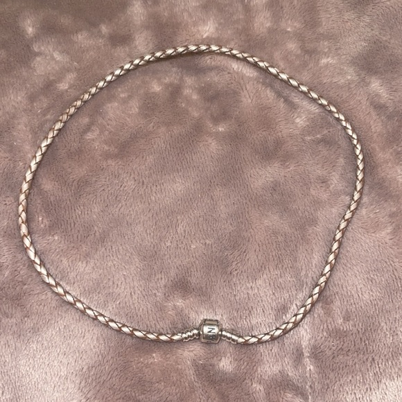 Pandora Champagne Double Leather Braided Bracelet or Choker 15.5 inches - Picture 2 of 3